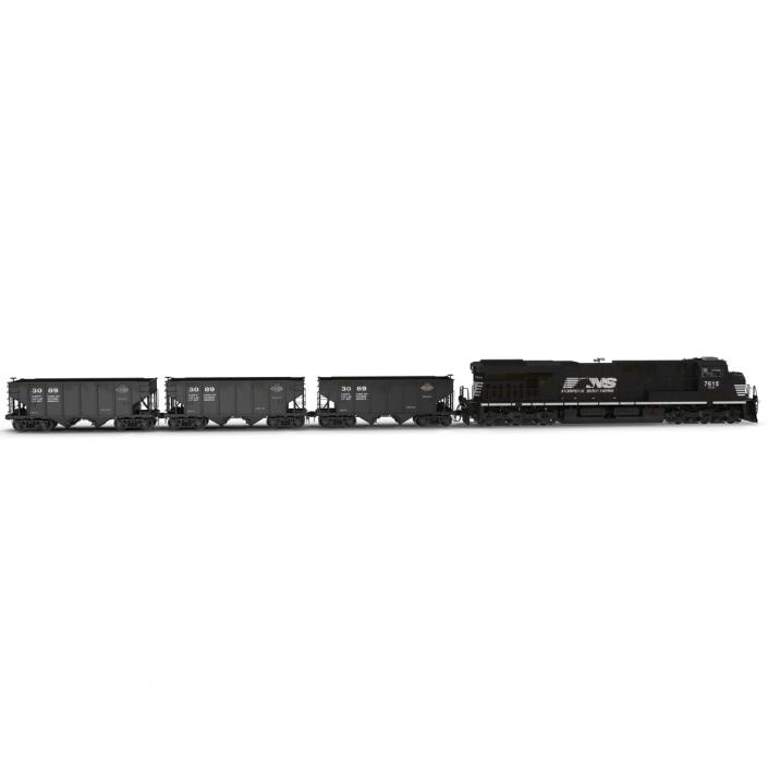 Train ES40DC Norfolk Southern and Hopper Car 3D model