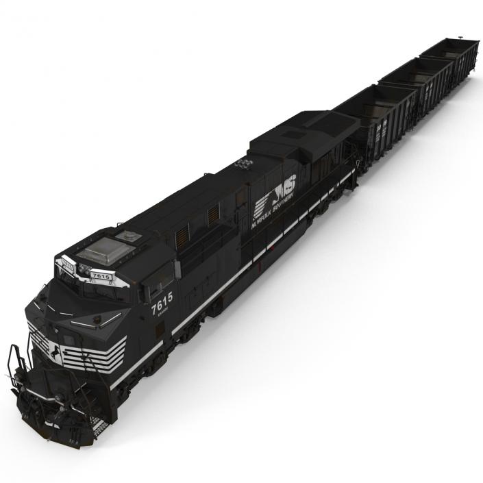 Train ES40DC Norfolk Southern and Hopper Car 3D model