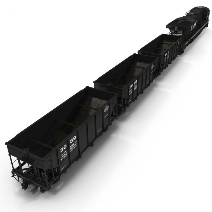 Train ES40DC Norfolk Southern and Hopper Car 3D model