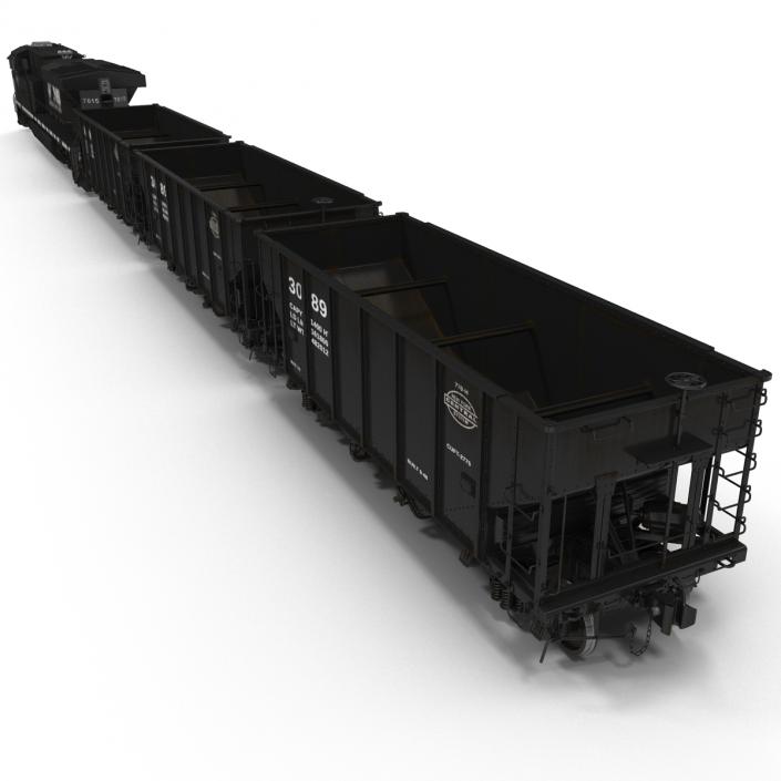 Train ES40DC Norfolk Southern and Hopper Car 3D model