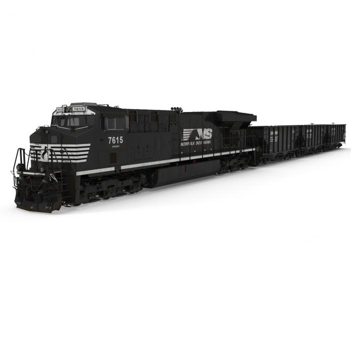 Train ES40DC Norfolk Southern and Hopper Car 3D model