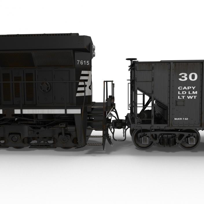 Train ES40DC Norfolk Southern and Hopper Car 3D model