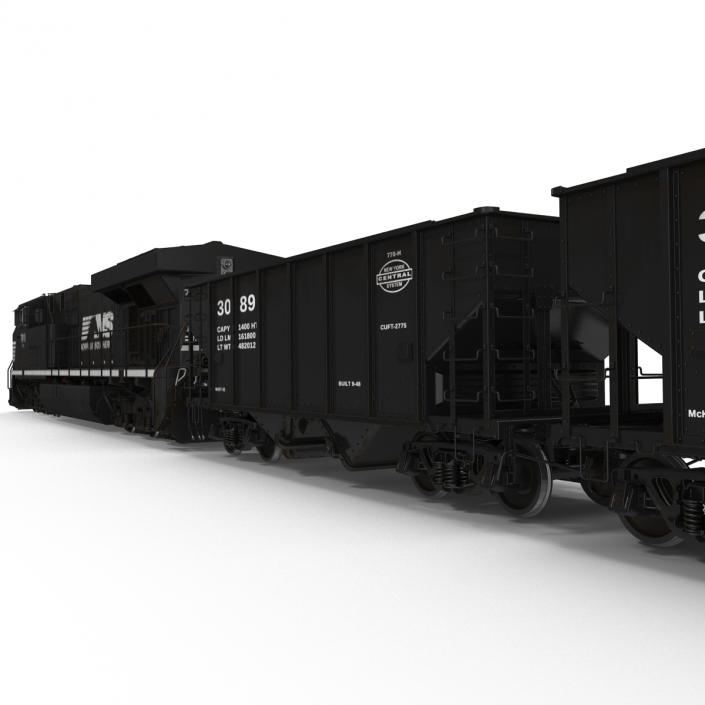 Train ES40DC Norfolk Southern and Hopper Car 3D model