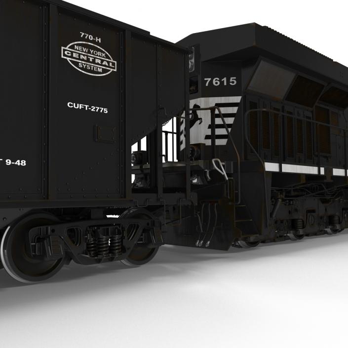 Train ES40DC Norfolk Southern and Hopper Car 3D model