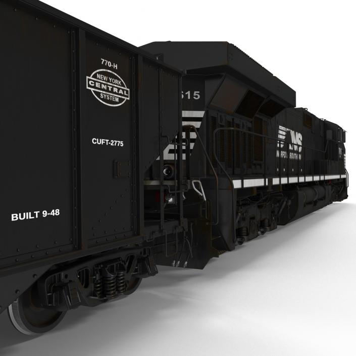 Train ES40DC Norfolk Southern and Hopper Car 3D model