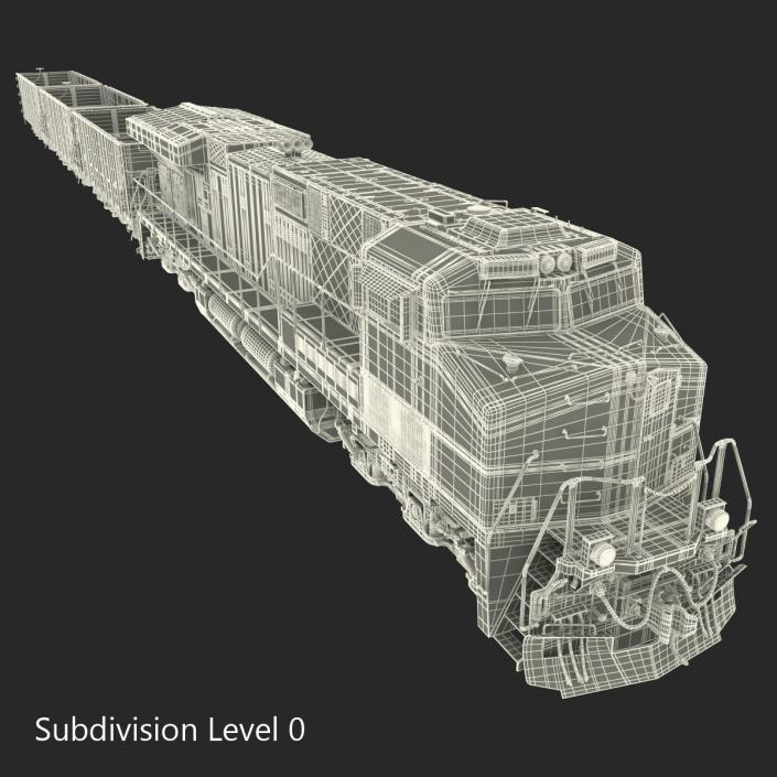 Train ES40DC Norfolk Southern and Hopper Car 3D model