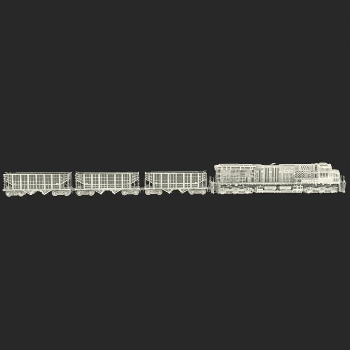 Train ES40DC Norfolk Southern and Hopper Car 3D model