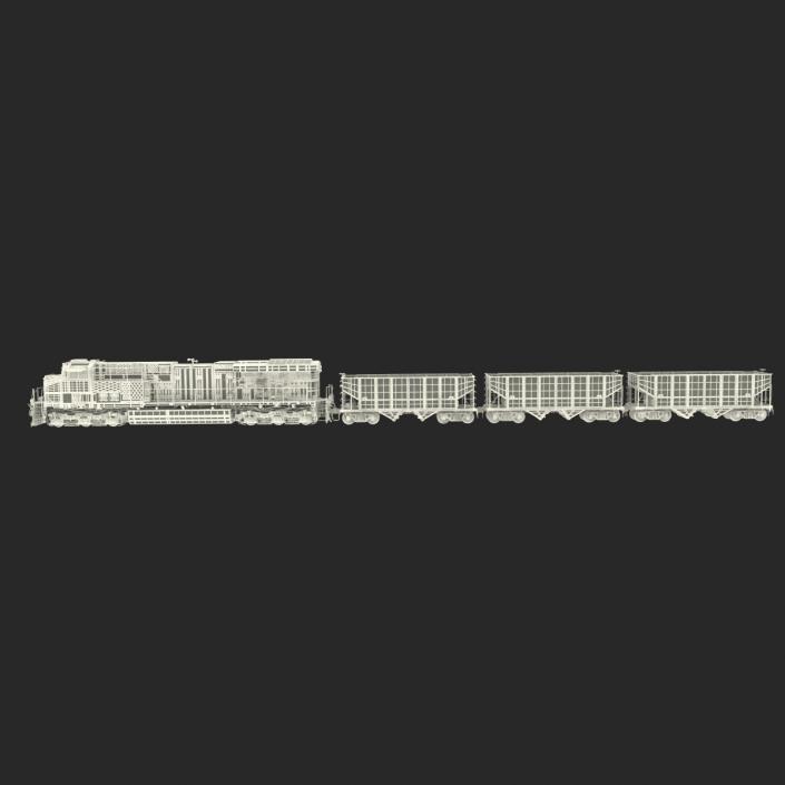 Train ES40DC Norfolk Southern and Hopper Car 3D model