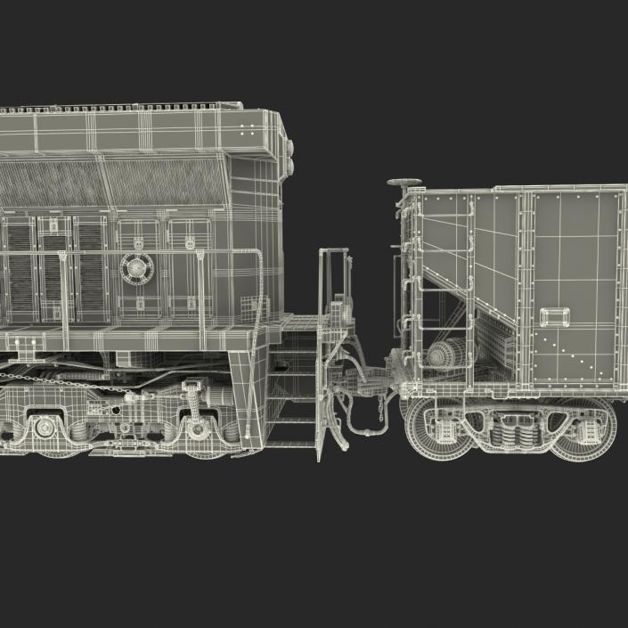 Train ES40DC Norfolk Southern and Hopper Car 3D model