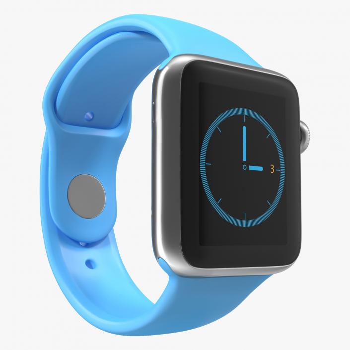 3D model Apple Watch 38mm Fluoroelastomer Blue Sport Band 2