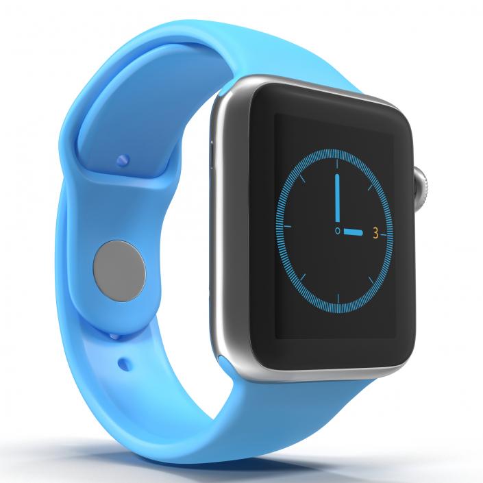 3D model Apple Watch 38mm Fluoroelastomer Blue Sport Band 2