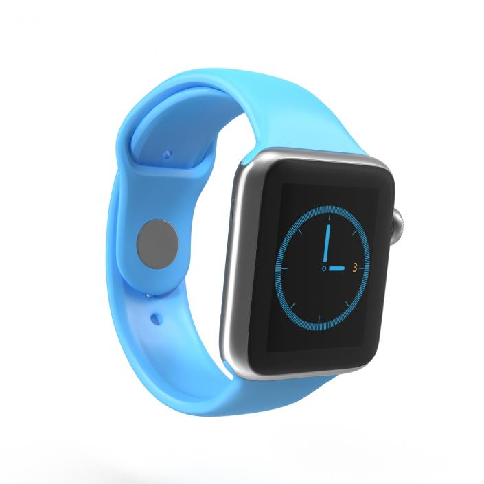 3D model Apple Watch 38mm Fluoroelastomer Blue Sport Band 2