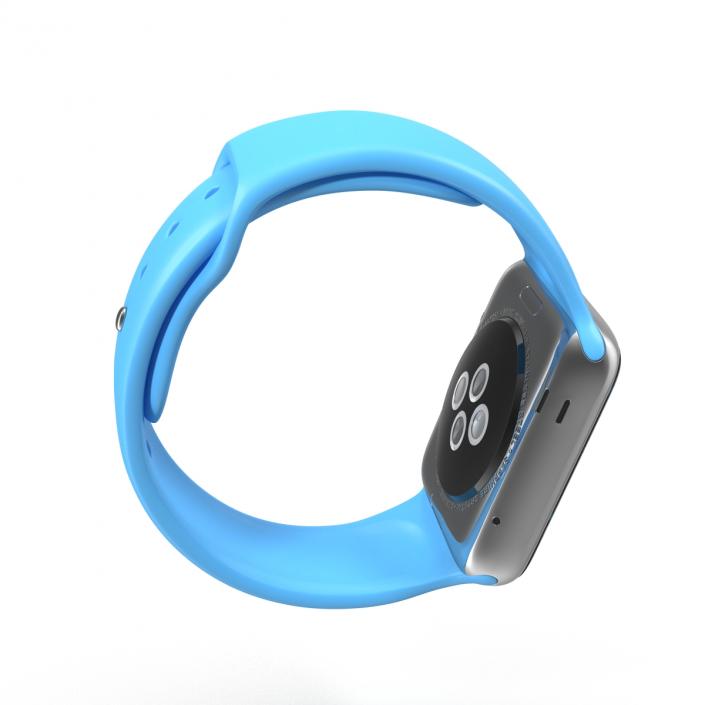 3D model Apple Watch 38mm Fluoroelastomer Blue Sport Band 2