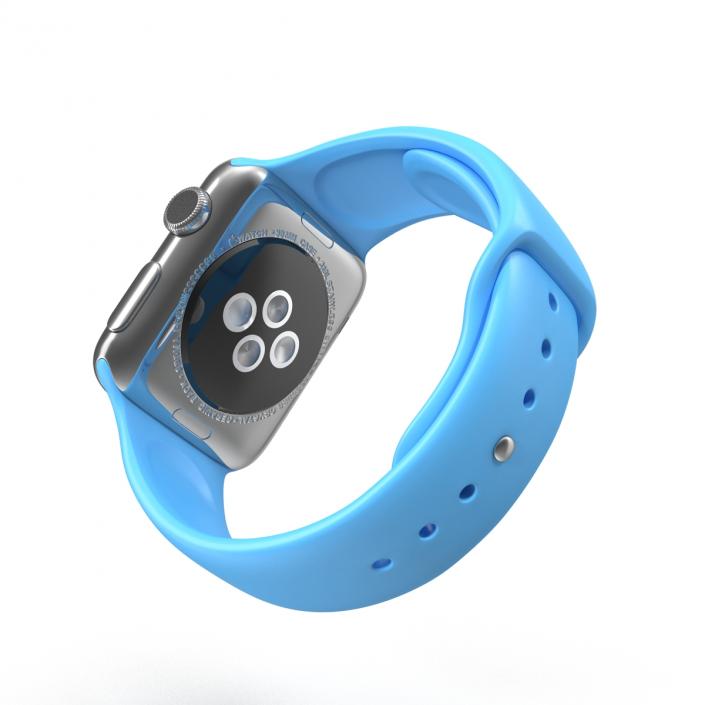 3D model Apple Watch 38mm Fluoroelastomer Blue Sport Band 2