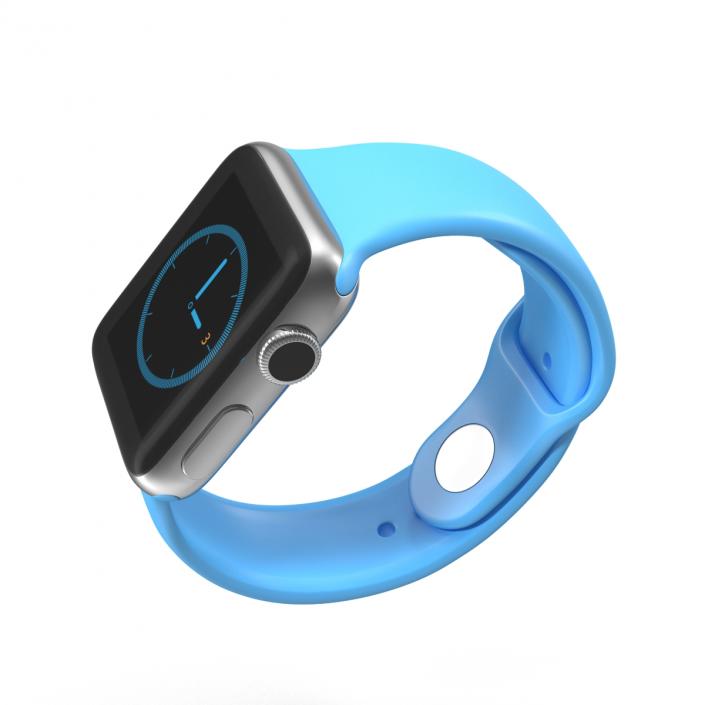 3D model Apple Watch 38mm Fluoroelastomer Blue Sport Band 2