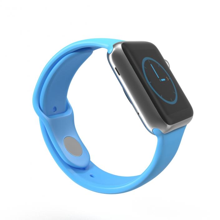 3D model Apple Watch 38mm Fluoroelastomer Blue Sport Band 2