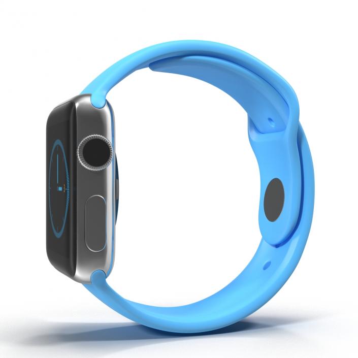 3D model Apple Watch 38mm Fluoroelastomer Blue Sport Band 2