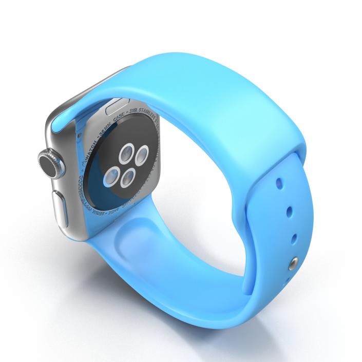 3D model Apple Watch 38mm Fluoroelastomer Blue Sport Band 2