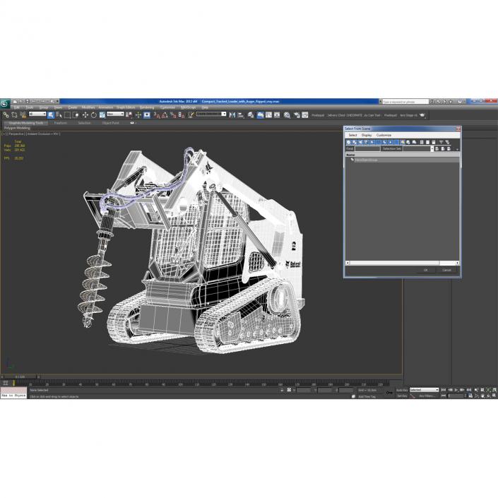 3D model Compact Tracked Loader Bobcat with Auger