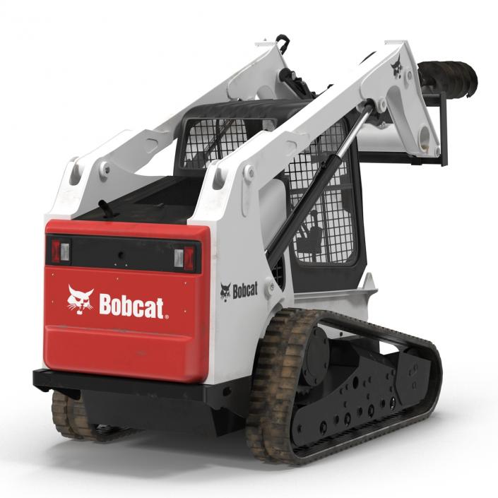 Compact Tracked Loader Bobcat with Auger Rigged 3D