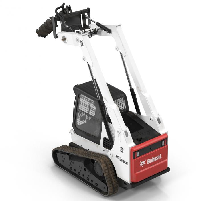 Compact Tracked Loader Bobcat with Auger Rigged 3D