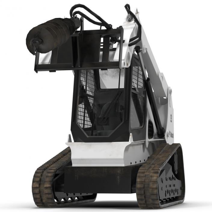 Compact Tracked Loader Bobcat with Auger Rigged 3D