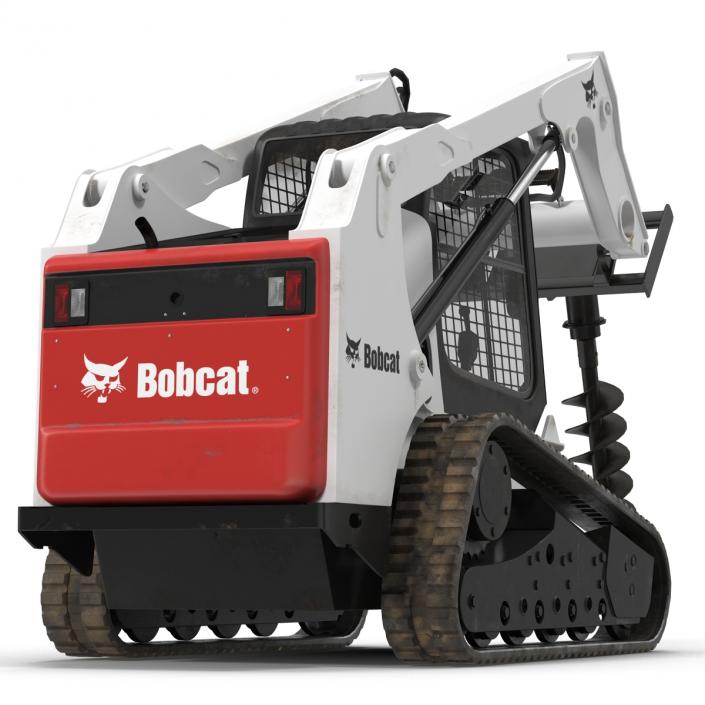 Compact Tracked Loader Bobcat with Auger Rigged 3D