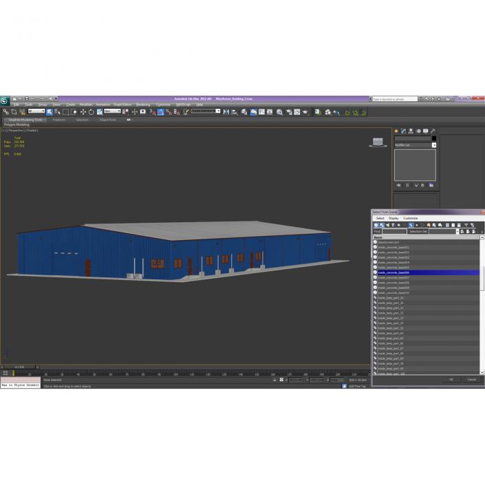 3D model Warehouse Building 3 Blue