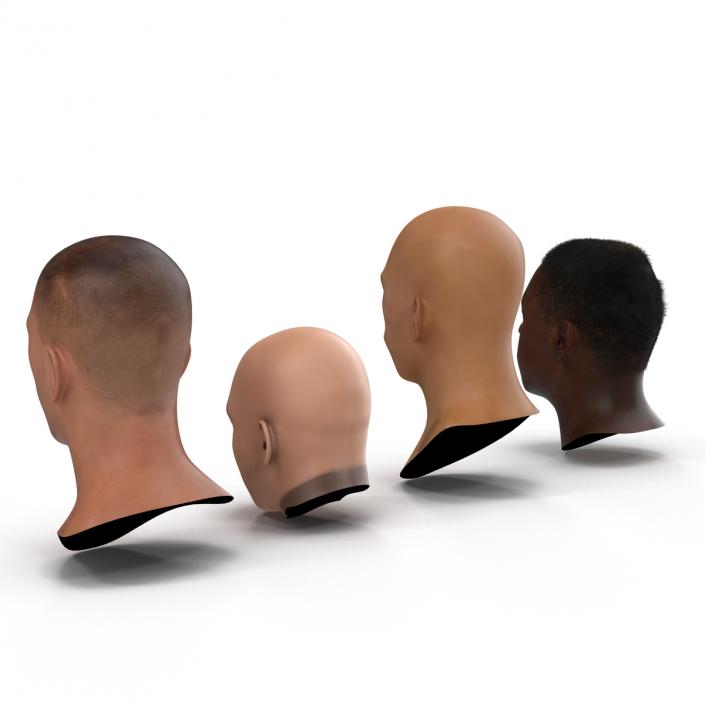 3D Male Rigged Heads Collection model