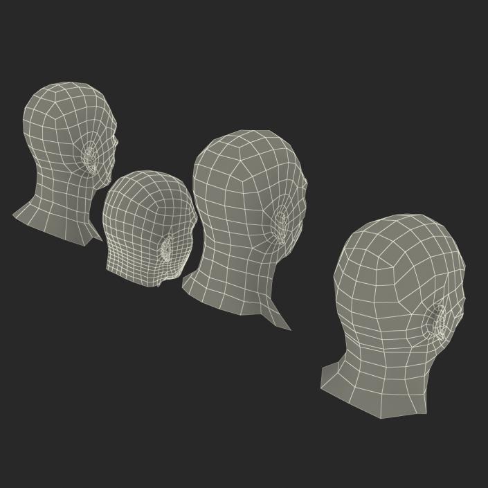 3D Male Rigged Heads Collection model