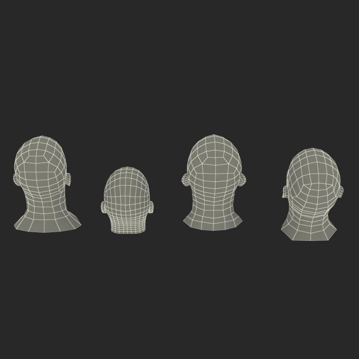 3D Male Rigged Heads Collection model