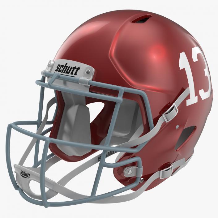 3D Football Helmet 3 Schutt Red model