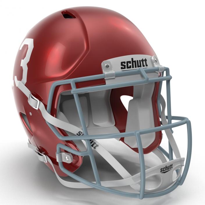 3D Football Helmet 3 Schutt Red model