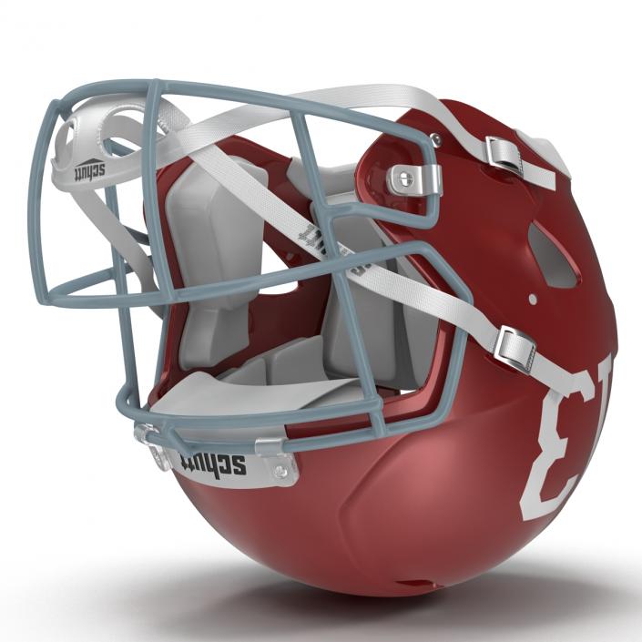 3D Football Helmet 3 Schutt Red model