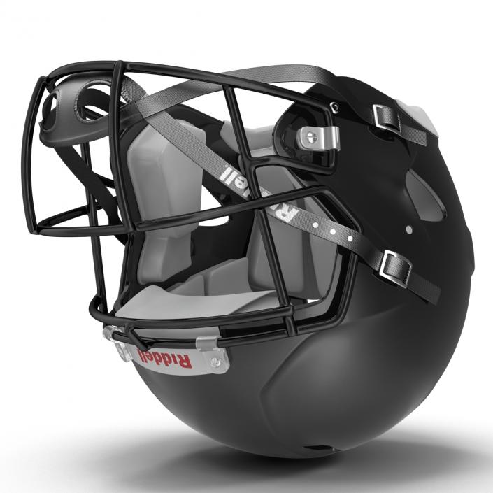 3D Football Helmet 3 Riddell Black