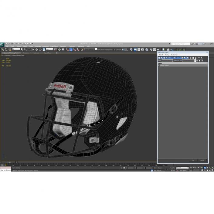 3D Football Helmet 3 Riddell Black