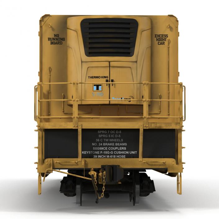 Railroad Refrigerator Car Yellow 3D