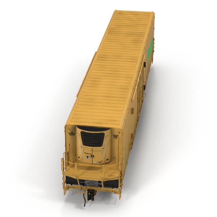 Railroad Refrigerator Car Yellow 3D