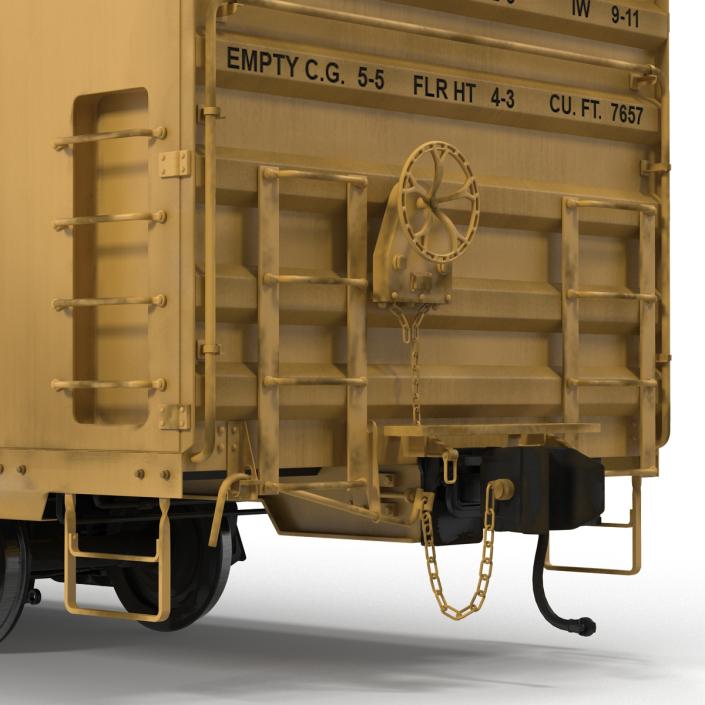 Railroad Refrigerator Car Yellow 3D