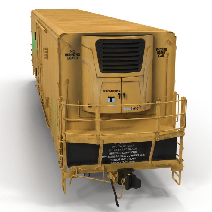 Railroad Refrigerator Car Yellow 3D