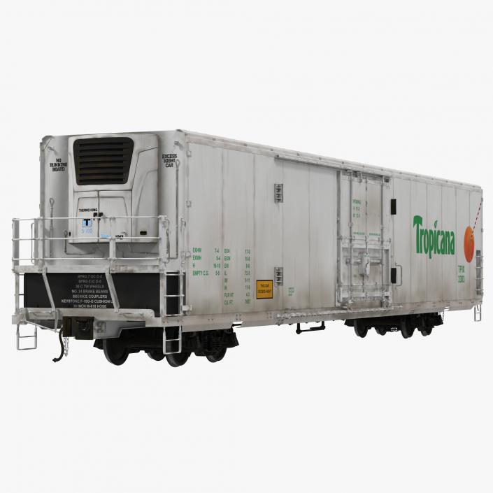 3D Railroad Refrigerator Car White