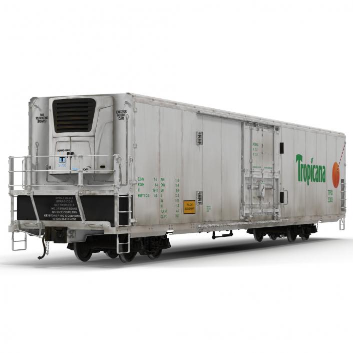 3D Railroad Refrigerator Car White