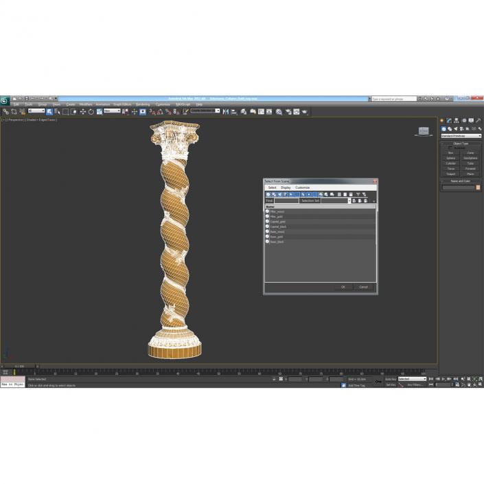 3D Solomonic Column Gold