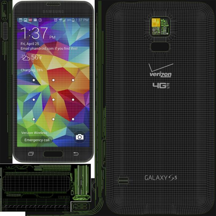 3D Samsung Galaxy S5 Black model