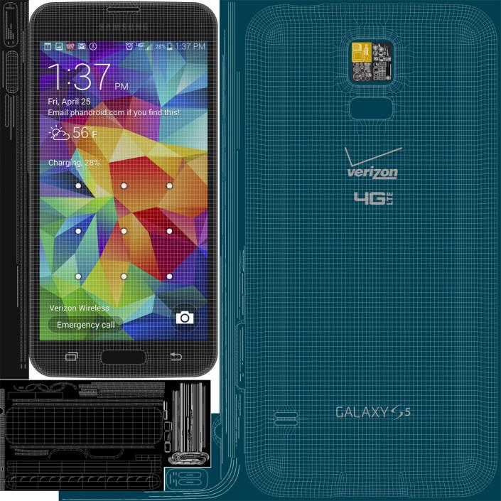 Samsung Galaxy S5 Blue 3D