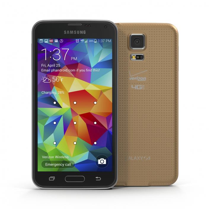 Samsung Galaxy S5 Gold 3D