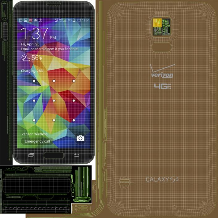 Samsung Galaxy S5 Gold 3D