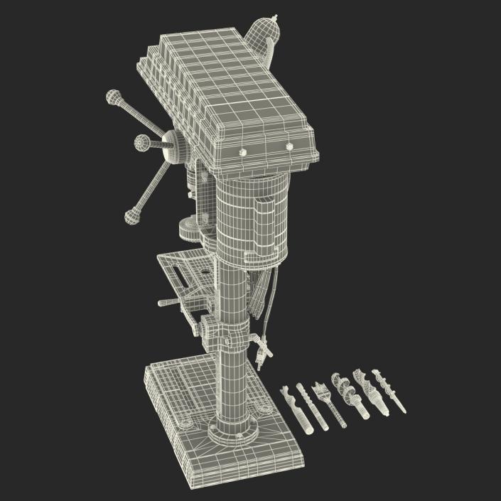 3D Delta Drill Press with Drill Bits model