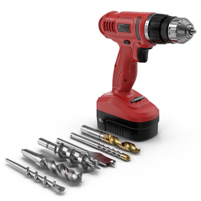 3D model Cordless Drill with Drill Bits