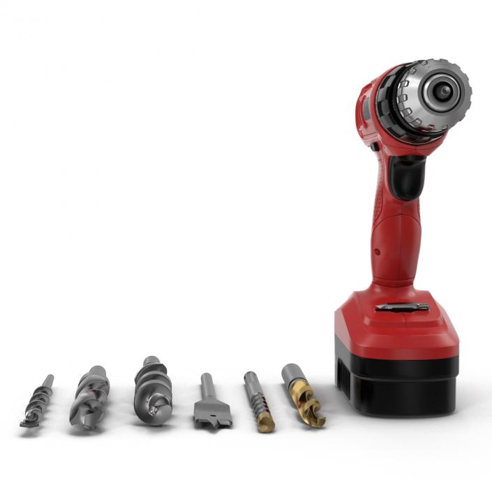 3D model Cordless Drill with Drill Bits